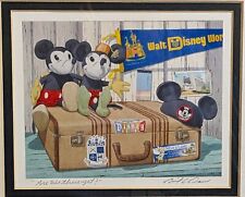Walt Disney World Banner Old Luggage 1930's Mickey & Minnie Travel Artwork 16x13 picture