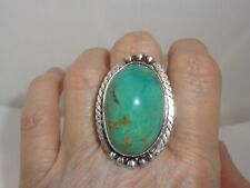 Mens HUGE Navajo Sterling Silver Turquoise Cabochon Ring Size 12.5 - Signed ML? picture