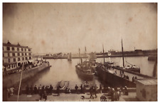 France, Honfleur, Station des Steamers du Havre, vintage print, ca.1870 print run v picture