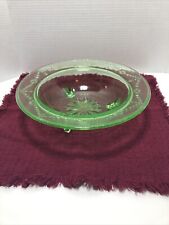 Green Depression Glass Footed Bowl 11” Antique picture