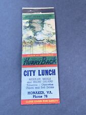 Vintage Virginia Matchbook: “City Lunch” Honaker, VA picture