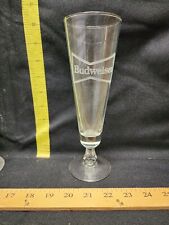 Vintage Tall Budweiser Beer Glass Stem  Fluted Footed Engraved Logo  picture