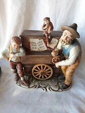 Vintage Ceramic Figures Old Man And Boy Music Box. On/Off Switch. Made In Japan picture