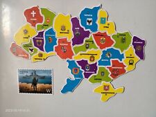 puzzle Map of Ukraine glory to Ukraine fridge magnet, Russian warship or f*k you picture