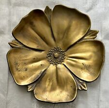 Vintage Brass/Bronze Magnolia Jewelry Tray/Dish Flower Blossom Signed 7.5” wide picture