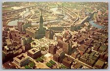 Aerial View Downtown Cleveland Ohio Terminal Tower Group WOB VNG PM Postcard picture