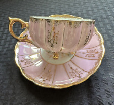 Vintage Royal Sealy China Pink Opalescent and Gold Accents Cup & Saucer ~ Japan picture