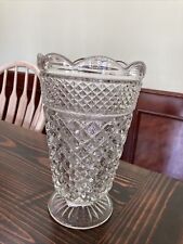 DIAMOND CUT Vase Large Heavy Clear Glass 10” wessex picture
