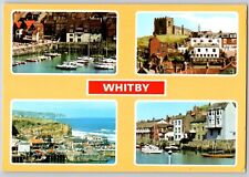Postcard England Whitby Outer Harbour East Cliff St Mary Church  picture
