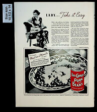 1937 Van Camp's Pork & Beans Can Food Meal Minute Woman Vintage Print Ad 30805 picture
