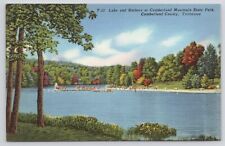 Crossville Tennessee Cumberland Mountain State Park Lake Bathers Linen Postcard picture