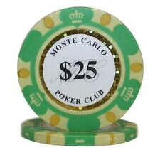 25 Monte Carlo Poker Club Green $25 14g Clay Composite Poker Chip Crown picture