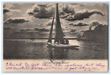1906 Twilight Night Sailboat Scene On Lake Okoboji Arnolds Park Iowa IA Postcard picture