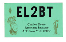 Ham Radio Vintage QSL Card   EL2BT 1969 American Embassy, LIBERIA picture