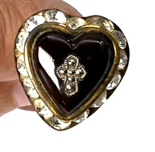 Victorian Very Rare  Antique Black Onyx Heart with Cross Stones  Hat Pin picture