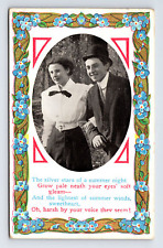 c1916 Silver Stars Poem Lovers Romance Wedding Newlyweds Postcard picture