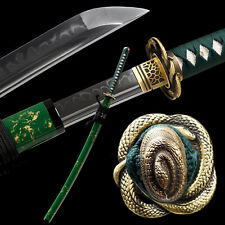 Japanese Samurai Katana Sword Clay Tempered T10 Steel Full Tang Snake Theme picture