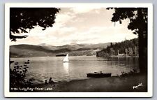 1948 PRIEST LAKE, ID IDAHO LUBY BAY BOATS COOLIN, ID CANCEL Postcard P40 picture