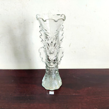 1930s Vintage Floral Clear Glass Fairy Design Flower Vase Decorative GV8 picture