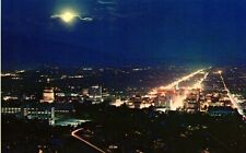 Chrome postcard, Salt Lake City at night with an Aerial View picture