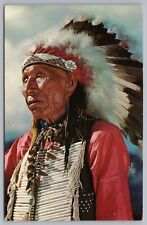 Indian Chief Head Dress Greetings West Brookfield MA Chrome Postcard Unposted picture