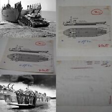Rare WWII 1942 Classified D-Day Landing Craft TLC Tank Ship Blueprint Lot Relic picture