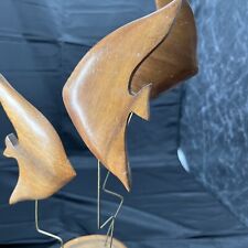 Floating Vtg Wood Fish Art Sculpture Mid Century Modern Wooden Carving picture
