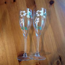 2 Vintage French Perrier Jouet champagne flutes Hand Painted Tulip Shape picture