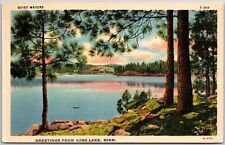 1935 Quiet Waters Greetings from Cass Lake Minnesota MN Posted Postcard picture