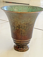 Signed Carl Sorensen 1920's Art Deco Bronze Verdigris Trumpet Vase / Urn picture