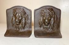 pair of antique Gregory S. Allen bronze patinated cast iron lion figure bookends picture