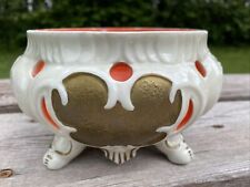 Vtg Neu Tettau Germany Porcelain Footed Tea Lite Holder White Orange Gold picture