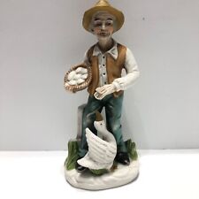 Older Farmer White Goose Eggs UOGC Detailed Hat Collectible Figurine VN Vintage picture