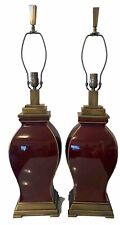 Uttermost Pair Carolyn Kinder Rory Table Lamps Burgundy Ceramic & Bronze Metal picture