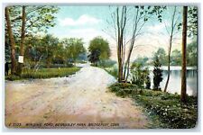 c1950's Winding Road Beardsley Park Lake Dirt Road Trees Bridgeport CT Postcard picture