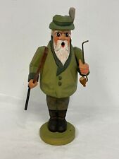 Vintage German Erzgebirge Smoker Hunter with Gun White Beard Green 9