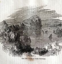 Lake Saratoga New York Encampment 1845 Woodcut Print Victorian Revolution DWY9D picture