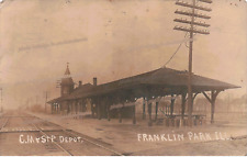 RPPC Franklin Park IL Illinois Train Railroad Depot c1912 Photo Postcard E22 picture
