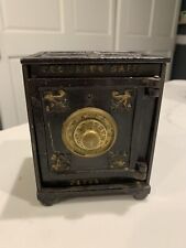 Cast Iron Security Safe Deposit Bank  Antique  4.75” By 3.75” Black picture