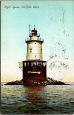 Postcard~Stamford Connecticut~Light House~Life Boat Hanging~Posted 1908 picture