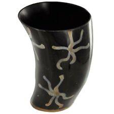 Medieval Viking Earth Essence Drinking Horn Tumbler Mug - 100% Real Buffalo Horn picture