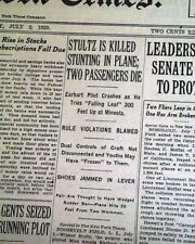 AMELIA EARHART Atlantic Ocean Flight Pilot Wilmer Stultz KILLED 1929 Newspaper picture