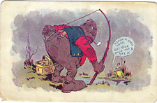 Cartoon Antique Post Card Fisherman and Frog Very Neat Some Wear Posted P picture
