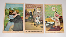 Vintage 1908 Antique Lot of 3 Unposted Bamforth Postcards, Romantic, Marriage picture
