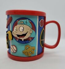 Vtg '90s Rugrats Cartoon Red Mug Cup | Chuckie Angelica Tommy 3D Sports Baseball picture