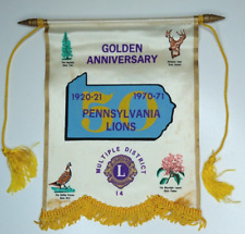 Vintage Lions Club Flag Banner Pennsylvania George Doc Gardner District Gov 14-C picture