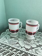 (2) Vintage 1980s Milk Glass MoorMans Feed Company Coffee Cups picture
