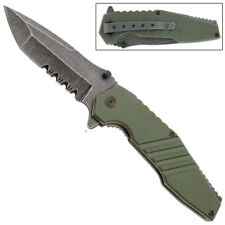 Industrial Warfare Tanto Folding Knife | Assisted Opening Pocket Spring OD Green picture