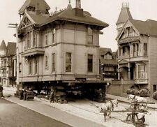 1908 San Francisco MOVING A HOUSE W/ HORSES Retro Historic Picture Photo 4x6 picture
