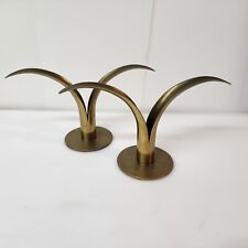 Pair Ysted-Metall Sweden Brass Lilly Candlestick Candle Holders MCM VTG picture